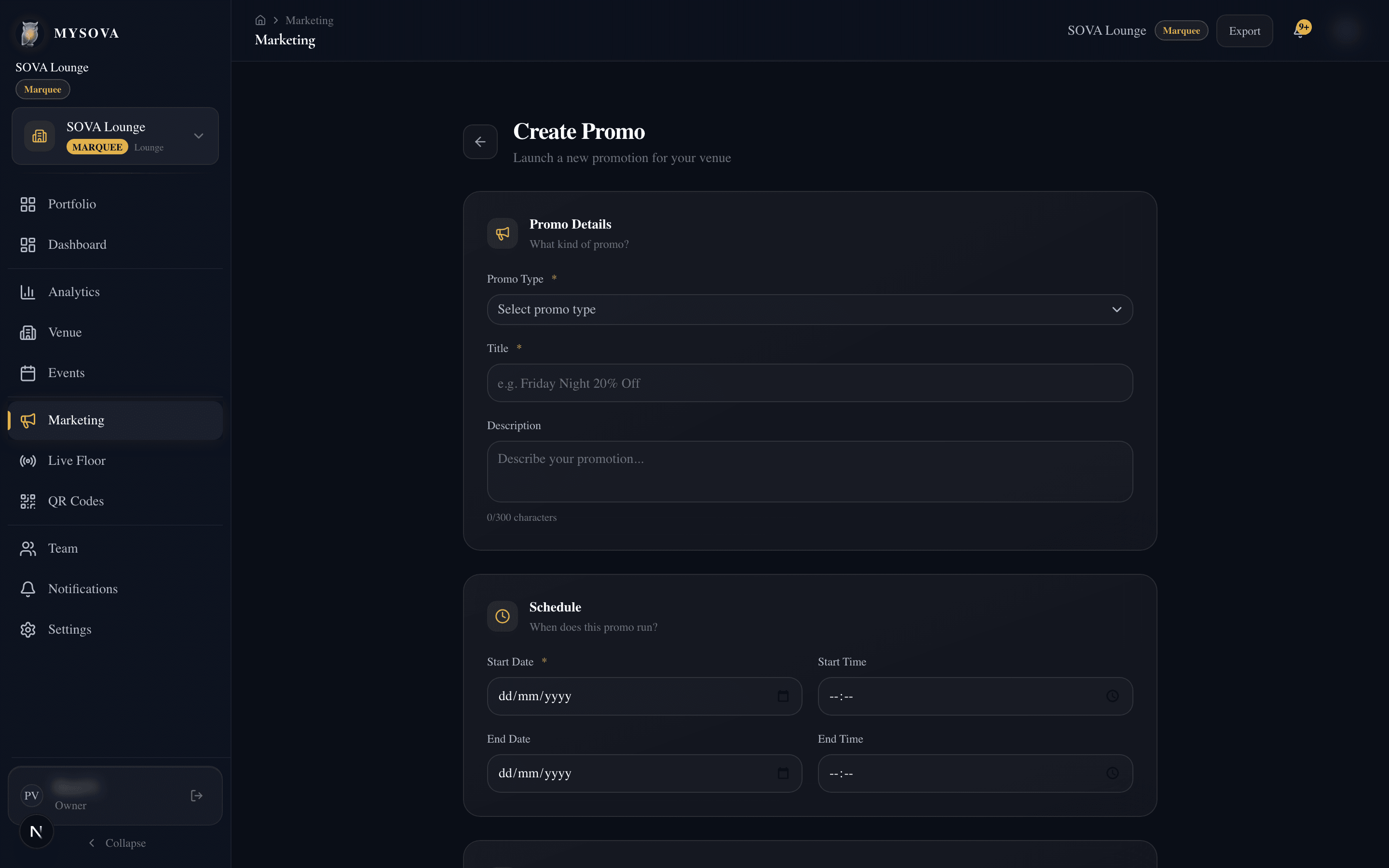 Create marketing campaign modal